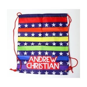 Andrew Christian drawstring bag backpack travle logo lightweight sporty pride
